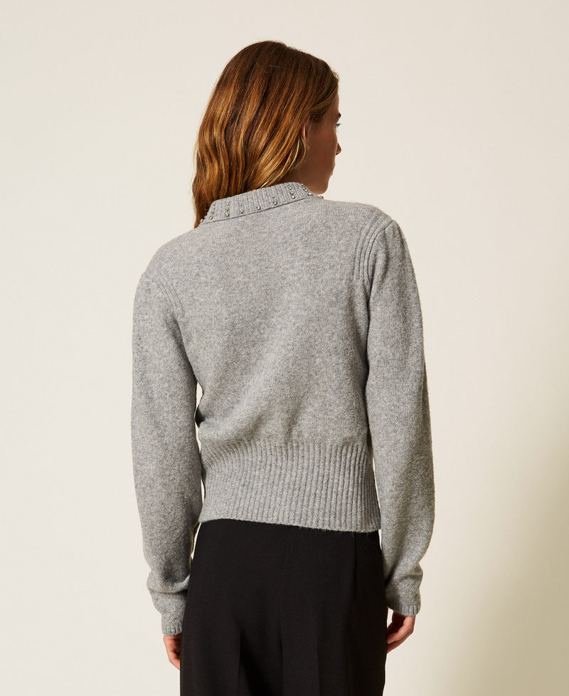 Recycled yarn polo collar jumper Light Grey Melange Woman 252AP3160_11811_03