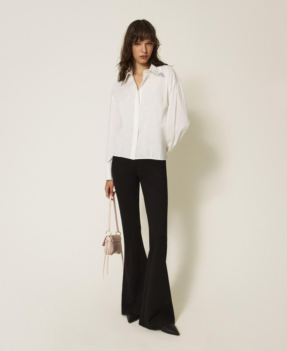 Poplin shirt with rhinestones Off White Woman 261AP2125_00526_T0