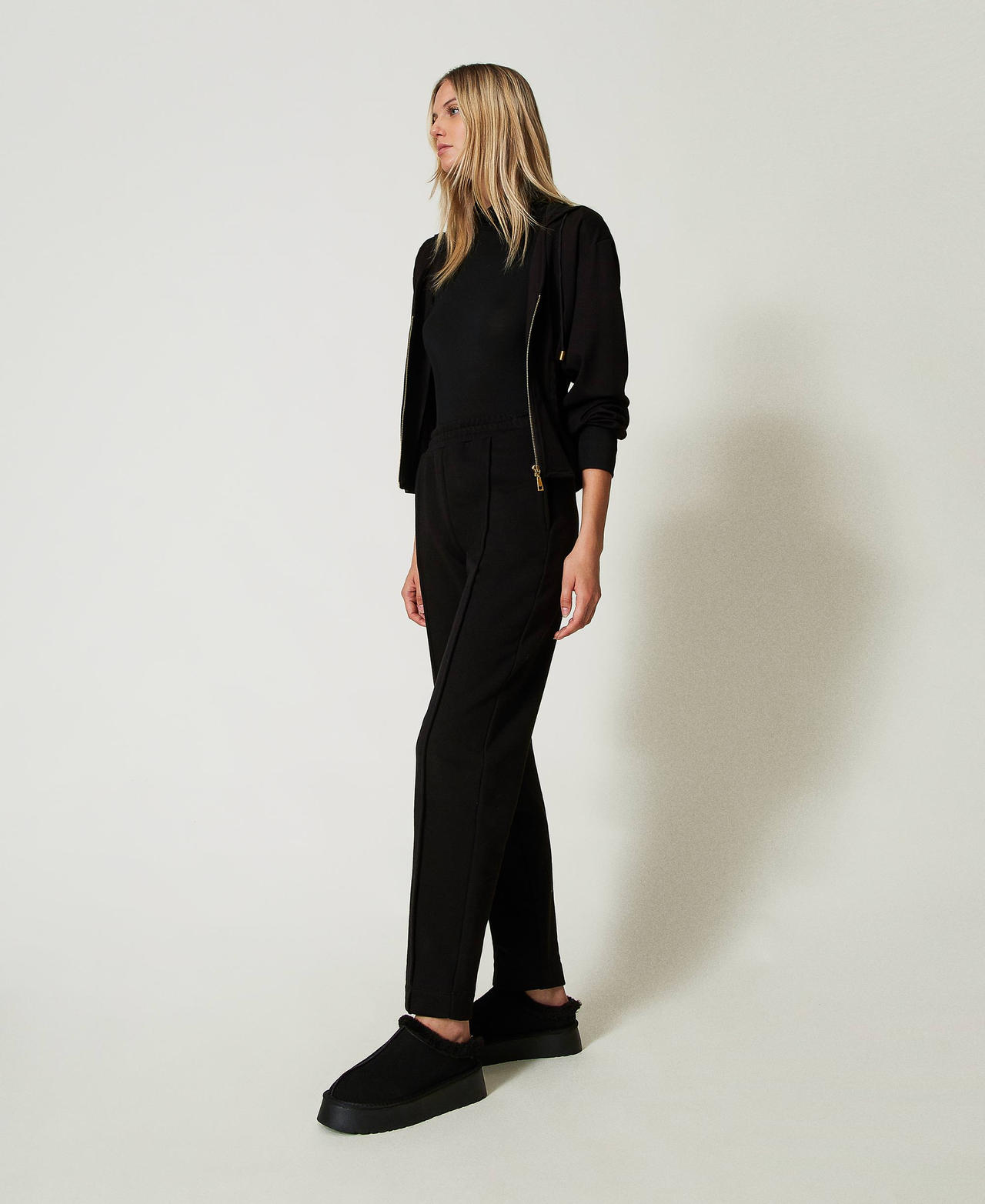 Plush fabric cigarette trousers