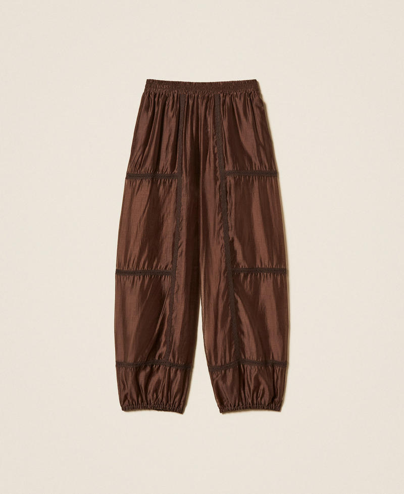 Joggers aus Voile mit Spitze Coffee Liqueur Frau 261TF2041_12110_S0