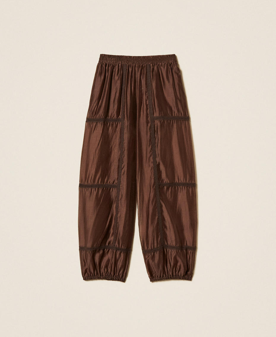 Joggers aus Voile mit Spitze Coffee Liqueur Frau 261TF2041_12110_S0
