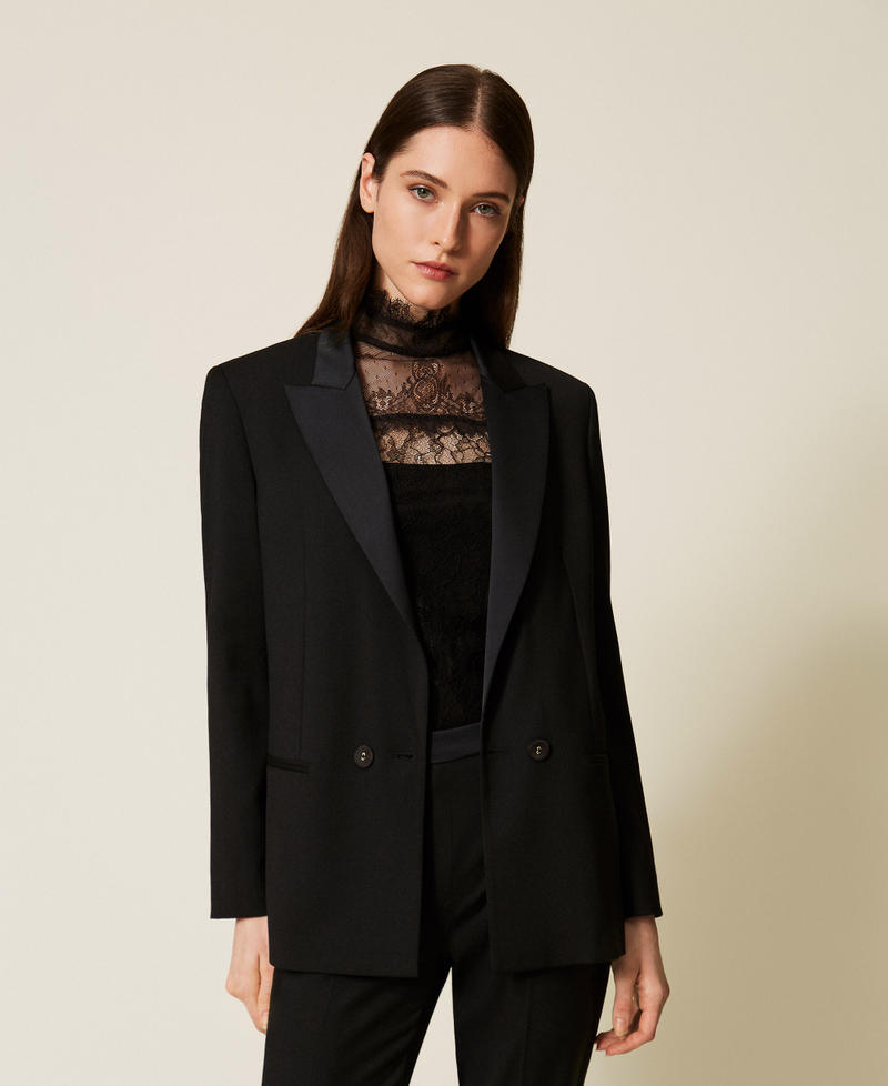 Blazer with satin details Black Woman 252TT2121_00006_01