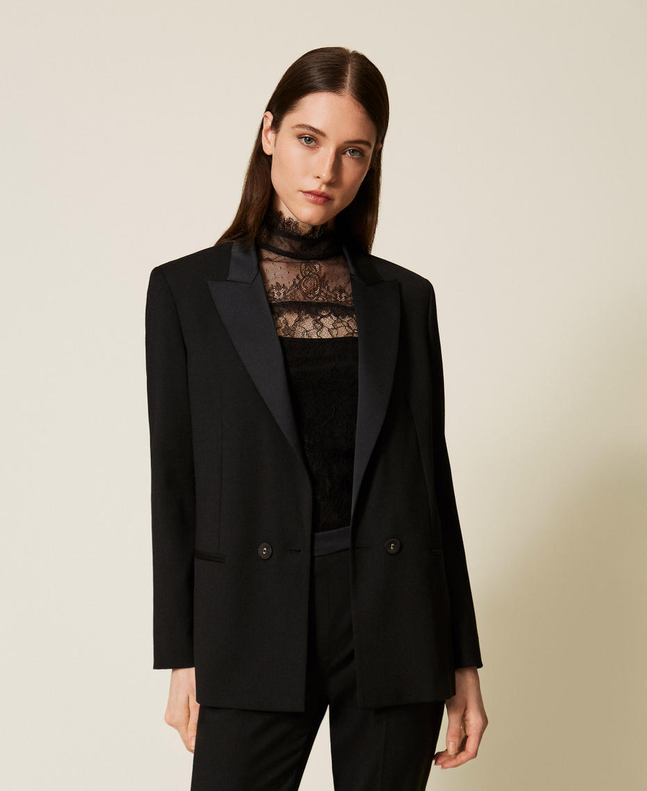 Blazer with satin details Black Woman 252TT2121_00006_01