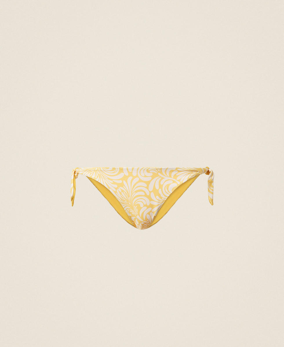 Bikini thong with botanical print