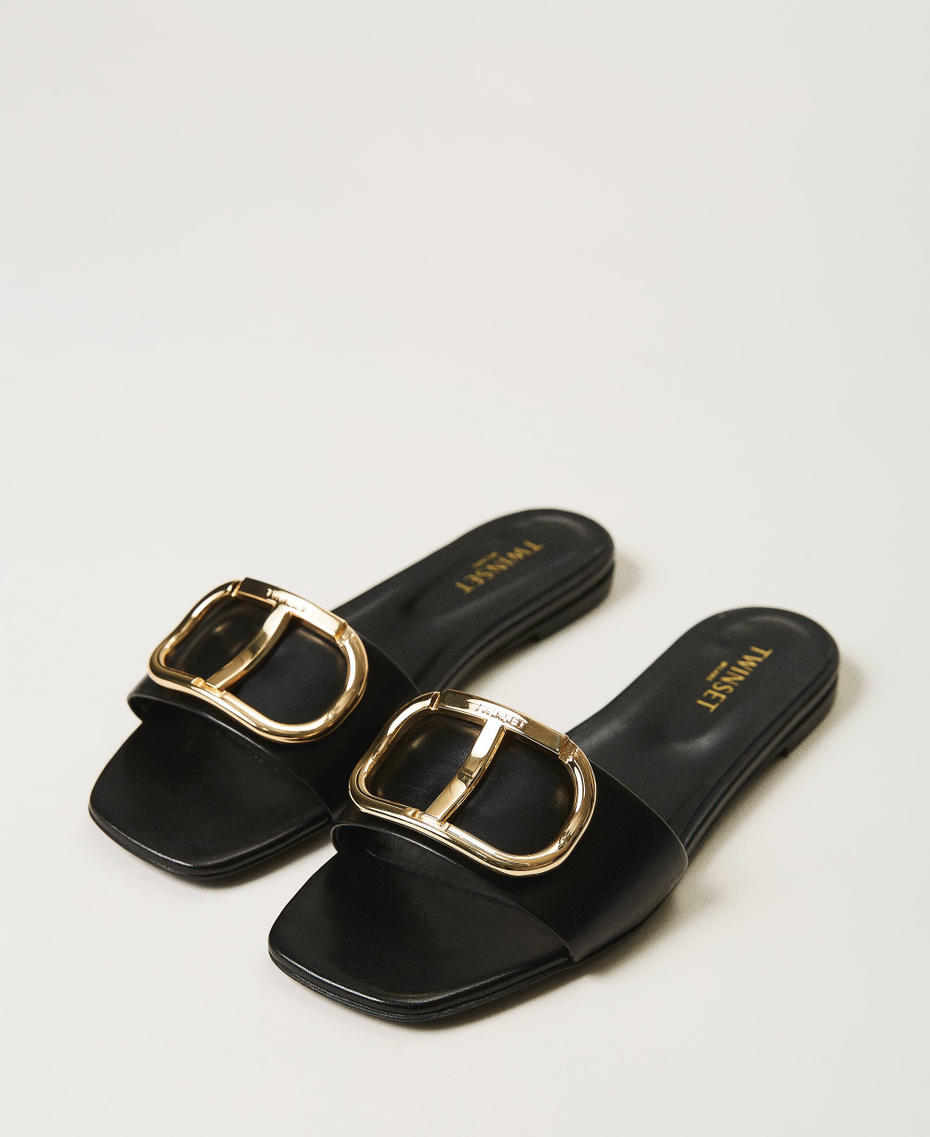 Leather sliders with logo White Snow Woman 211TCT014-01