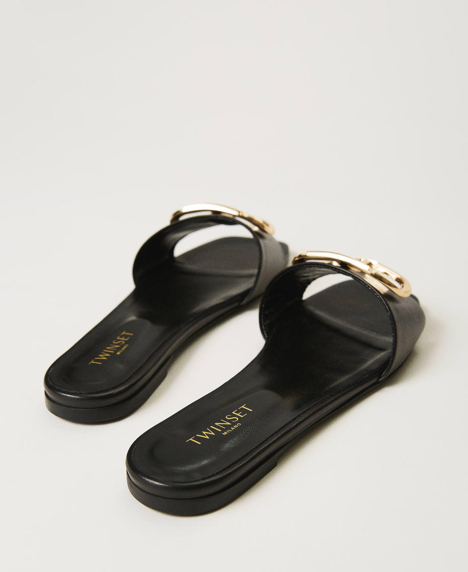 Leather sliders with logo White Snow Woman 211TCT014-04
