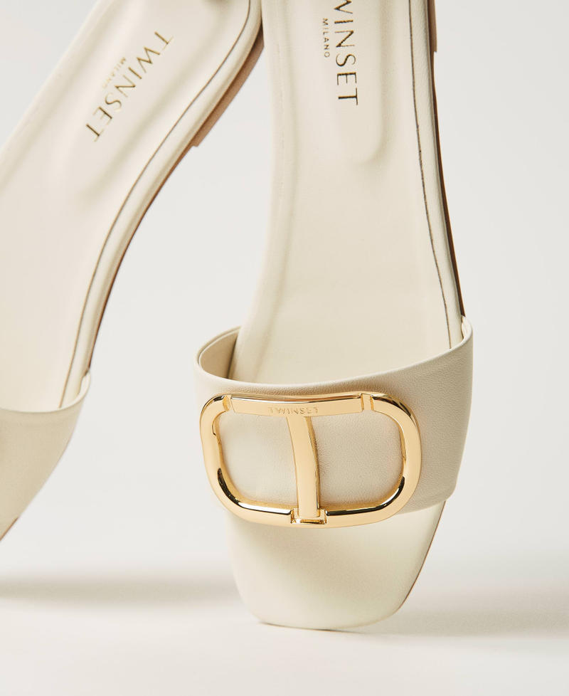 Sandales slide en cuir avec logo Blanc Neige Femme 211TCT014-02