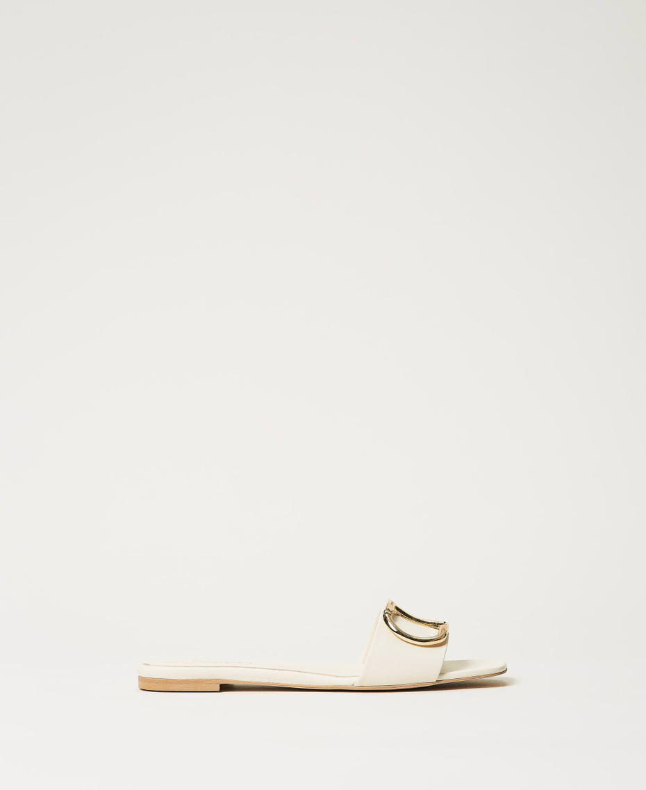 Sandali slide in pelle con logo