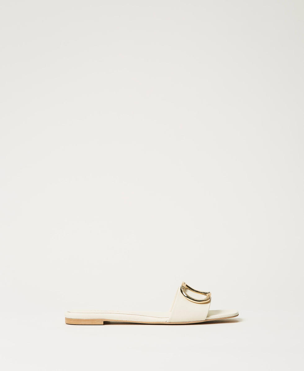 Sandales slide en cuir avec logo