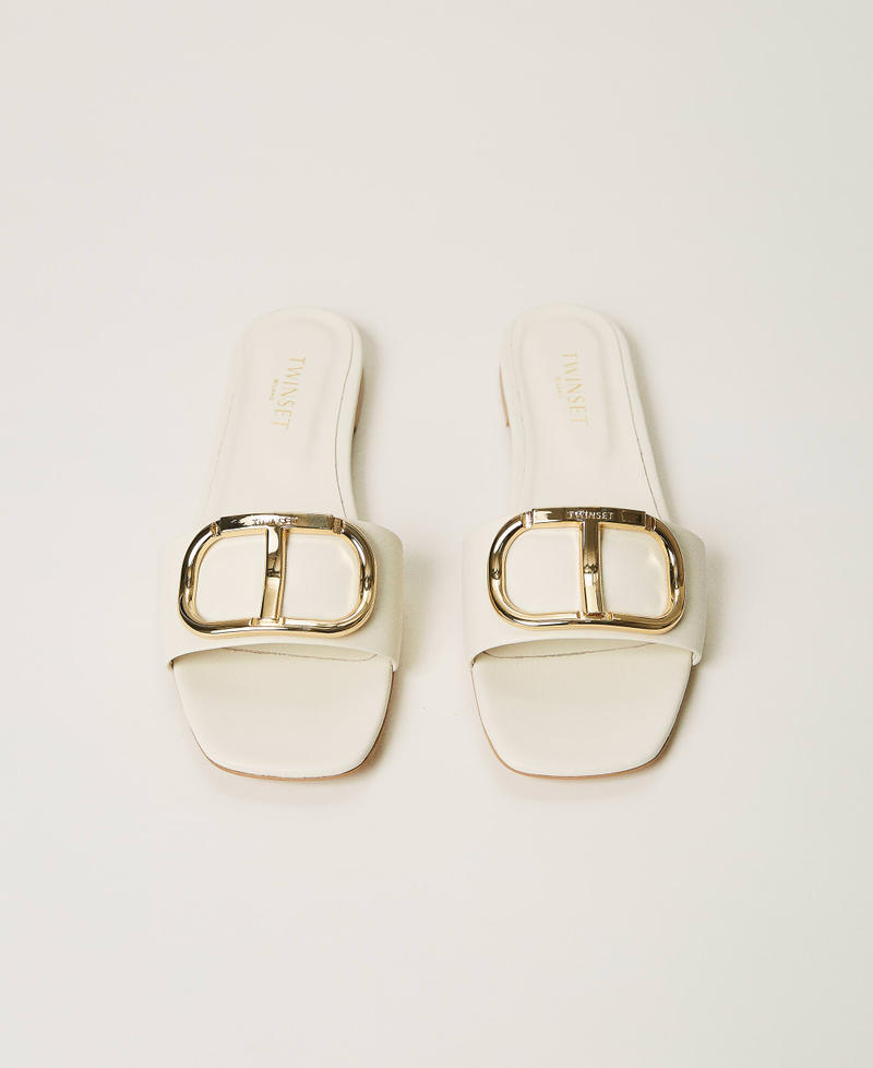 Sandalias slide de piel con logotipo White Nieve Mujer 211TCT014-05