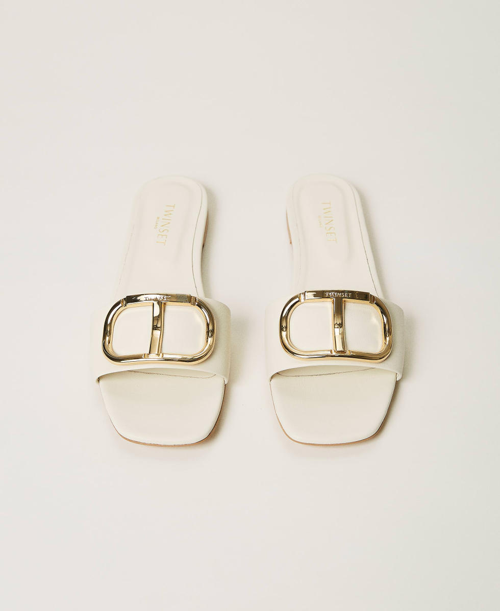 Sandales slide en cuir avec logo