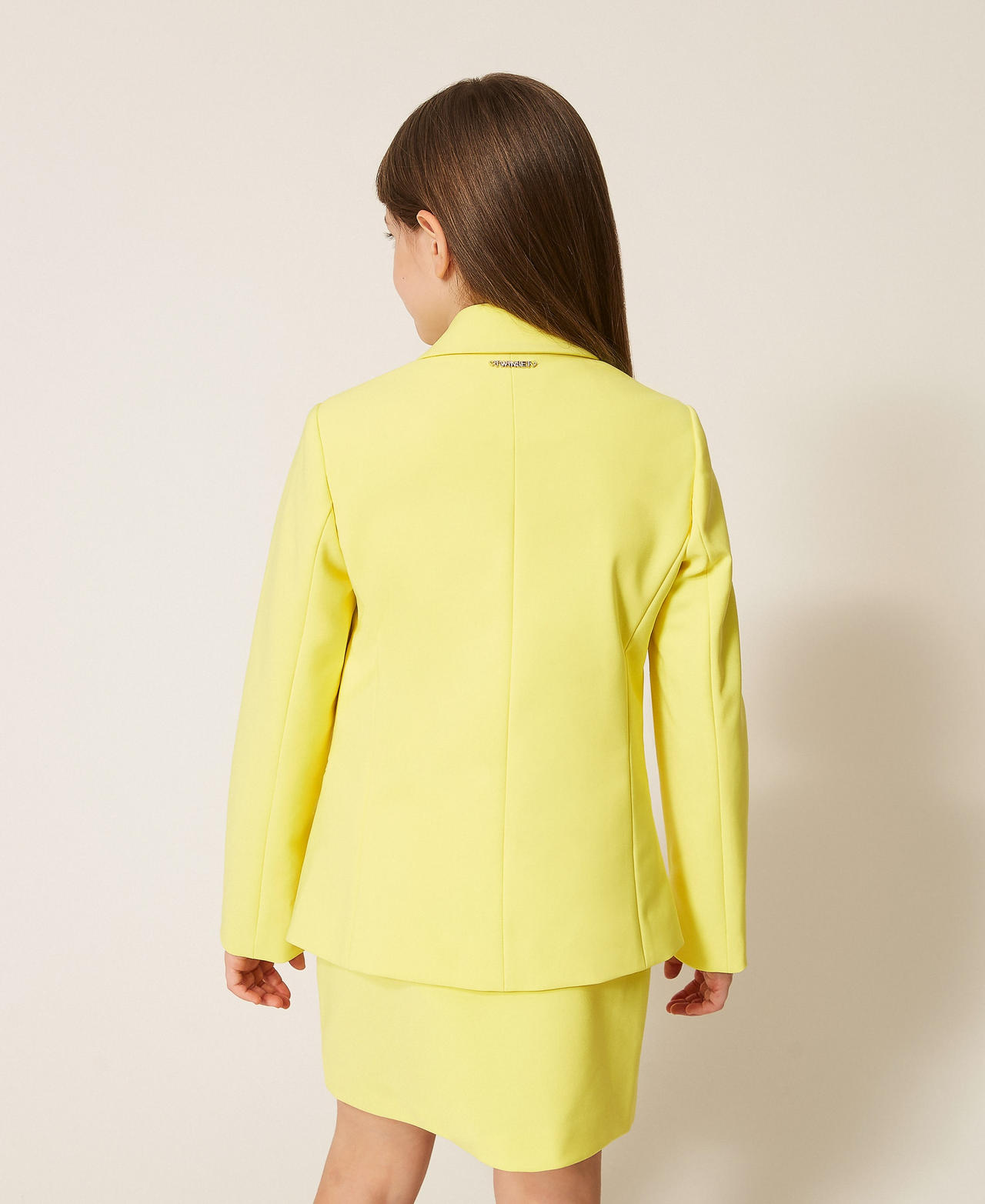 Cr&ecirc;pe and duchess blazer Limelight Yellow Girl 261GJ2Q55_06210_03