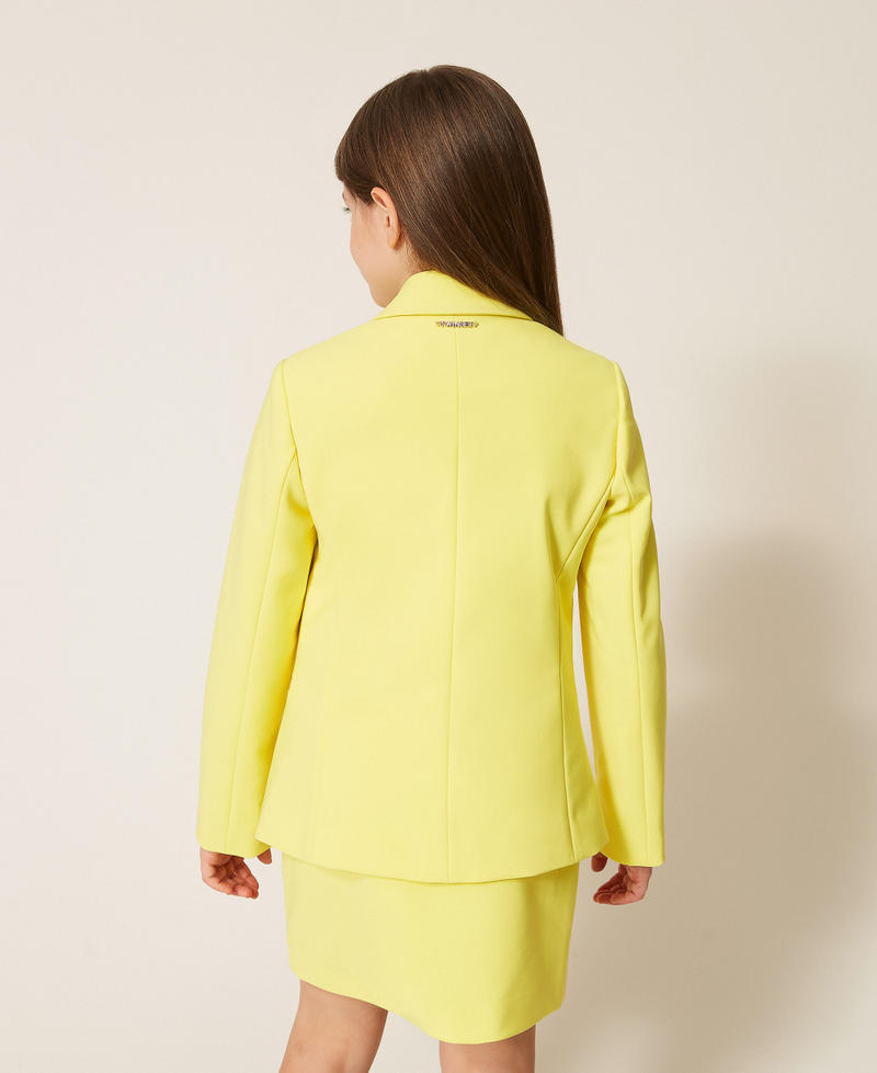 Cr&ecirc;pe and duchess blazer Limelight Yellow Girl 261GJ2Q55_06210_03