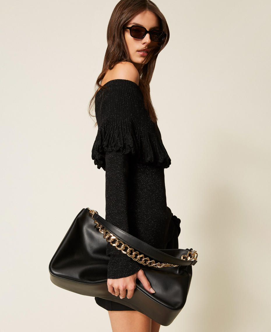 'Liliane' medium leather bag Black/Gold Woman 999TB7010_12695_T0