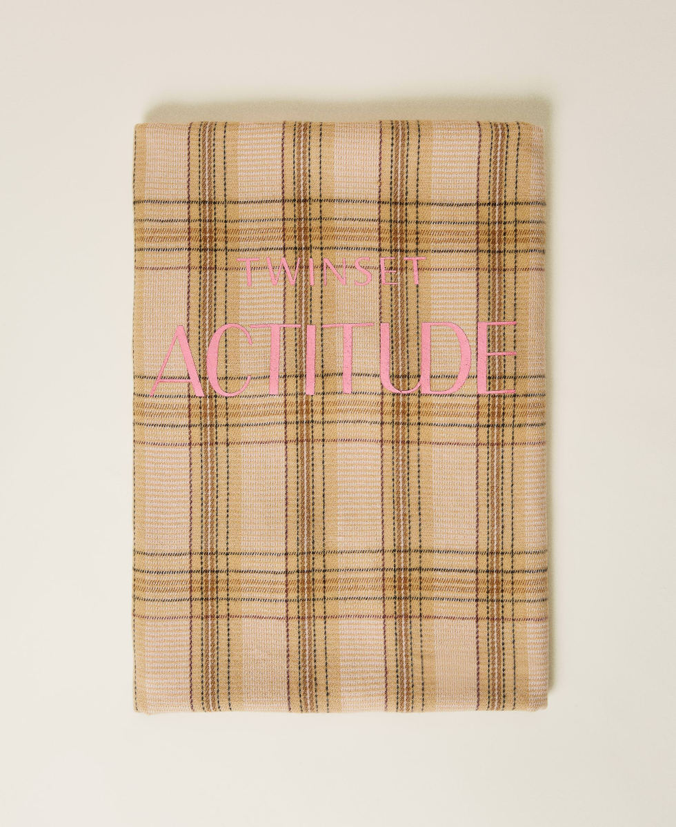 Check jacquard scarf &ldquo;Panama&rdquo; Brown Check Jacquard Woman 212AA4060-01