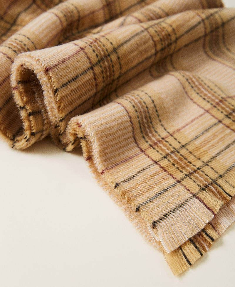 Check jacquard scarf “Panama” Brown Check Jacquard Woman 212AA4060-02