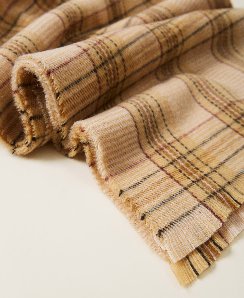 Check jacquard scarf &ldquo;Panama&rdquo; Brown Check Jacquard Woman 212AA4060-02