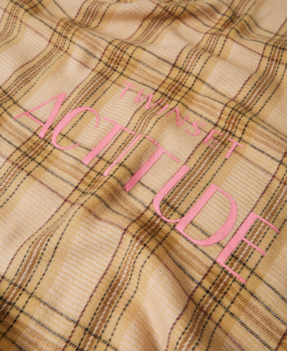 Check jacquard scarf &ldquo;Panama&rdquo; Brown Check Jacquard Woman 212AA4060-03
