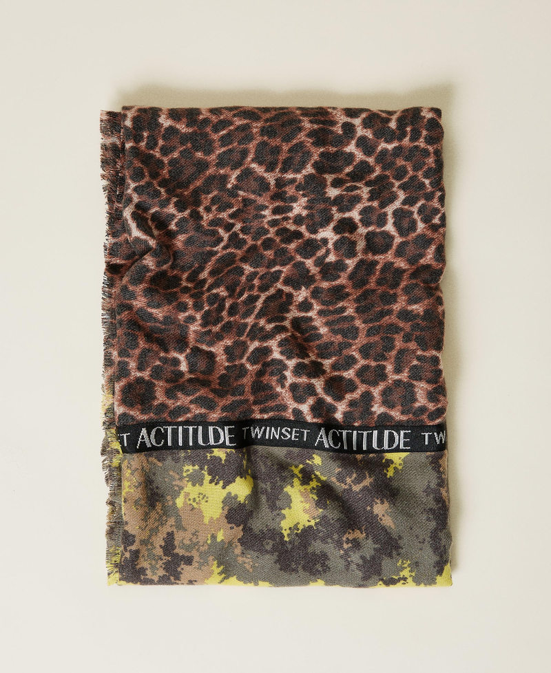 Printed scarf with logo Mimetic Green / Leopard Two-tone Print Woman 212AA4061-01