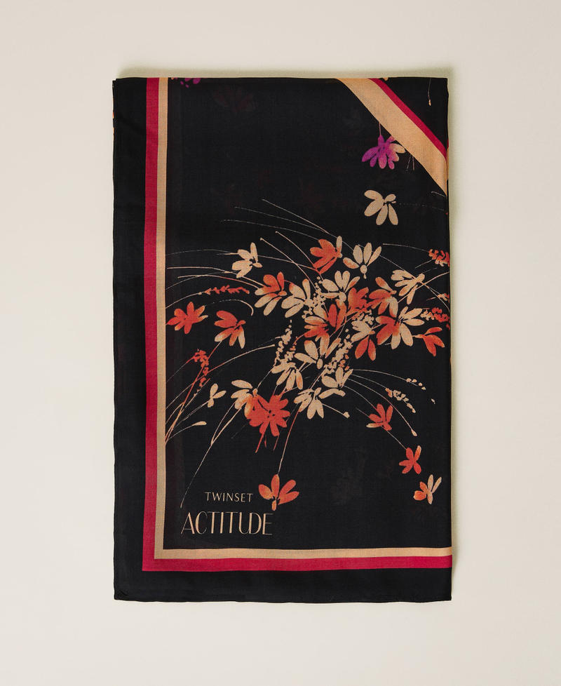 Pañuelo con estampado floral y logotipo Estampado Wild Flowers Negro Mujer 212AA406A-01