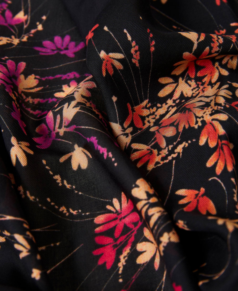 Kefiah con stampa floreale e logo Stampa Wild Flowers Nero Donna 212AA406A-03
