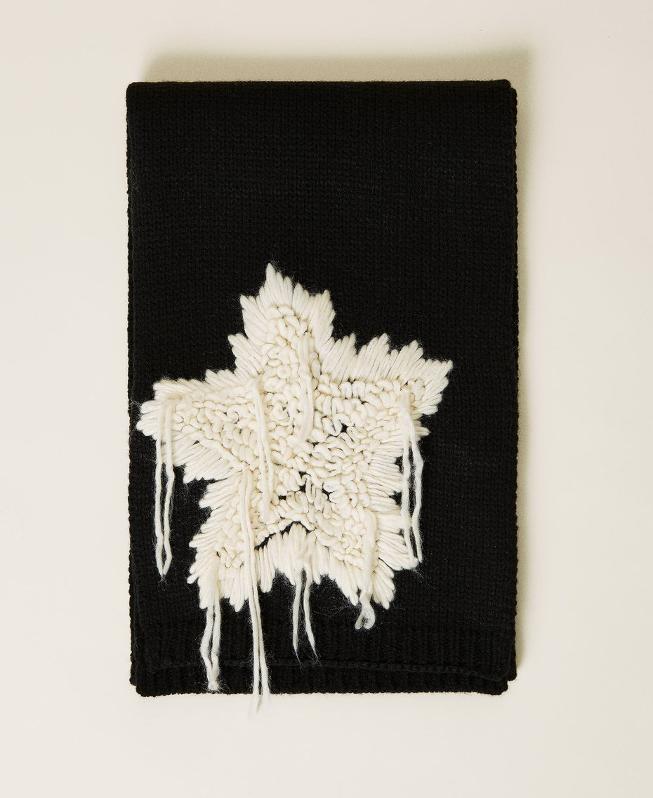Knitted scarf with embroidery Black Woman 212AA4070-01