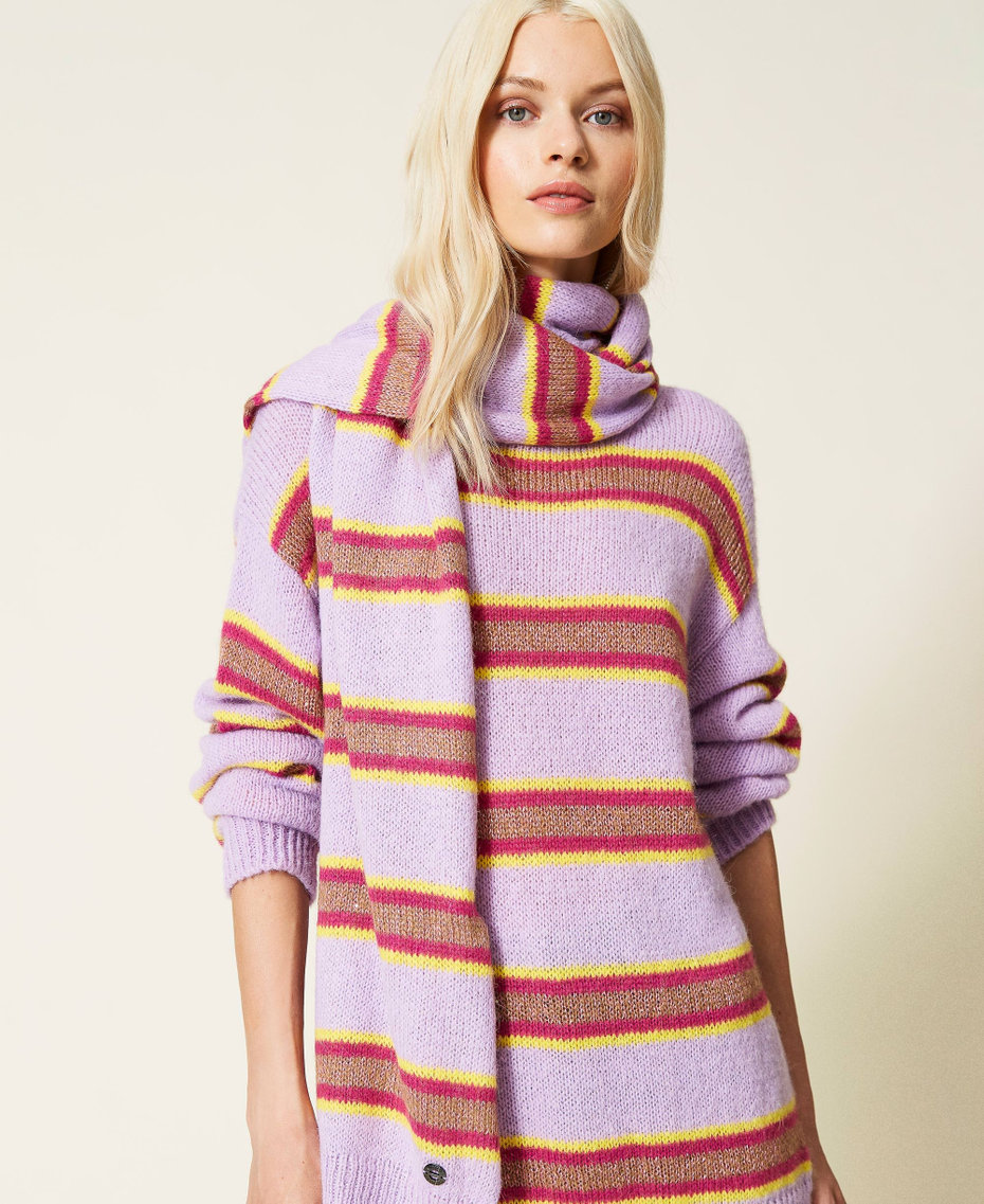 Sciarpa 'Galaxite' jacquard a righe Multicolor Righe Viola "Sweet Lilac" Donna 212AA4073-0T