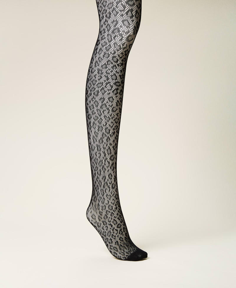 Animal print fishnet tights Black Woman 212AA4094-02