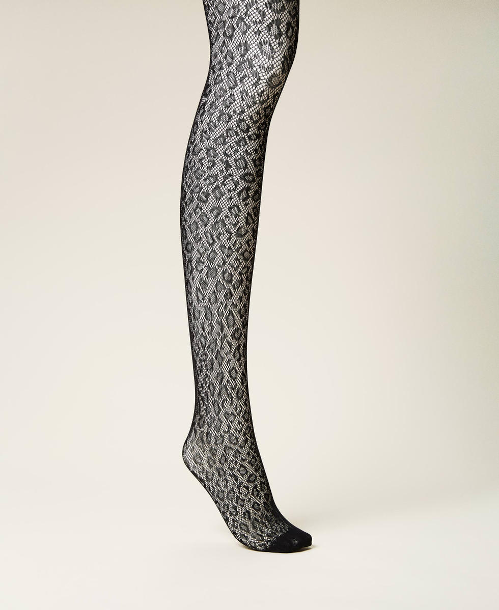 Animal print fishnet tights Black Woman 212AA4094-02