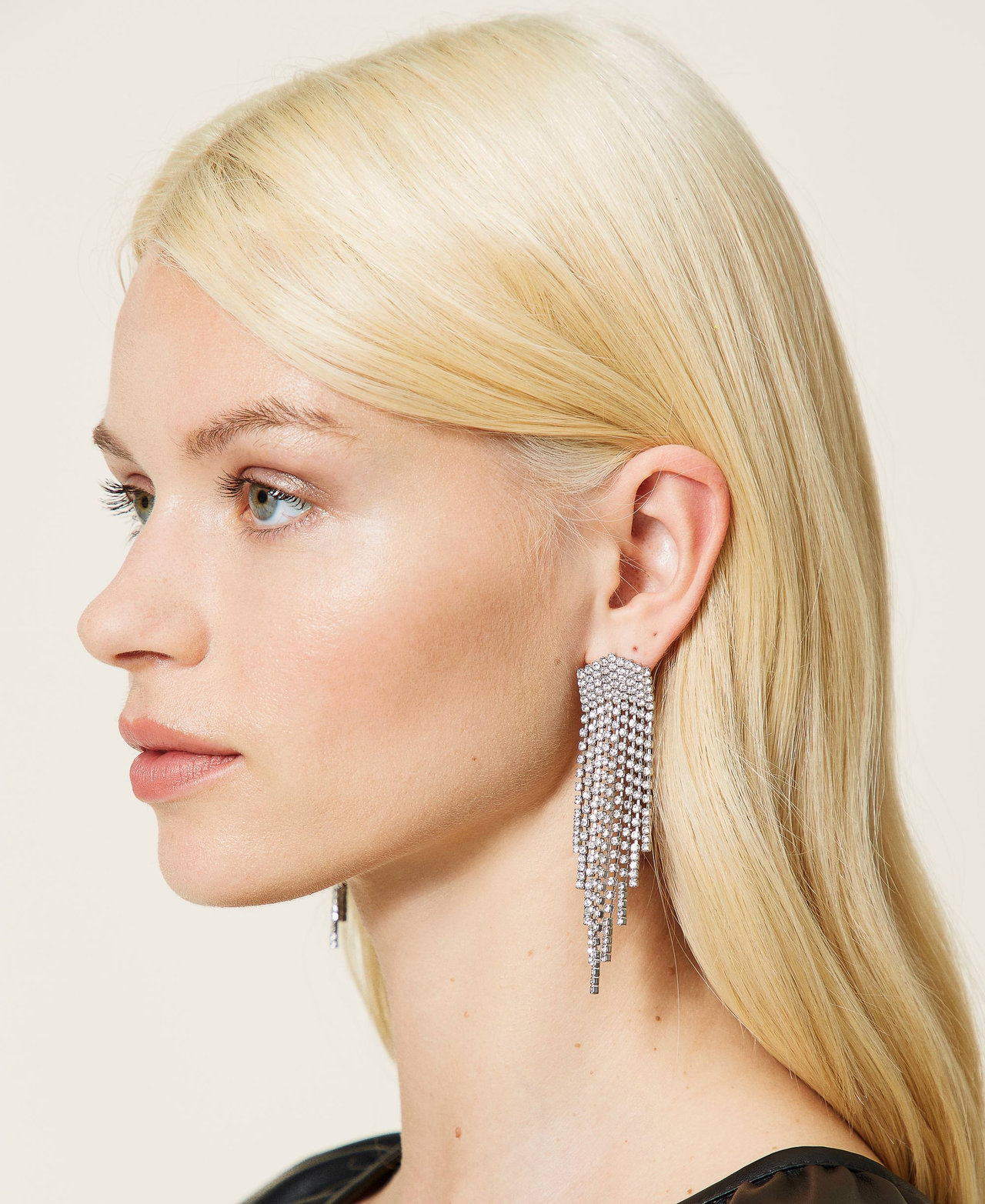 ‘Zircon’ earrings with rhinestones fringes Crystal Woman 212AA4120-0S