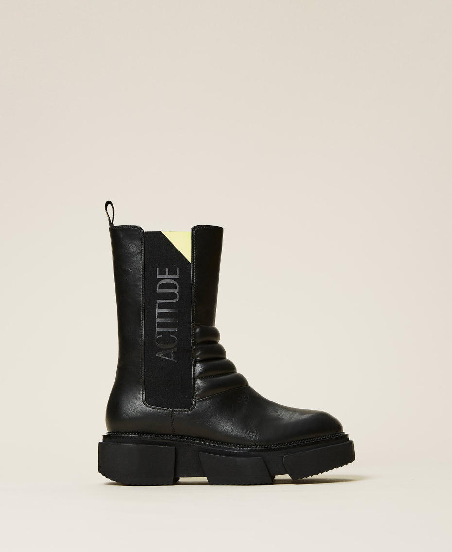 &lsquo;Jasper&rsquo; Chelsea boots with logo Bicolour Black / Camel Woman 212ACT028-01