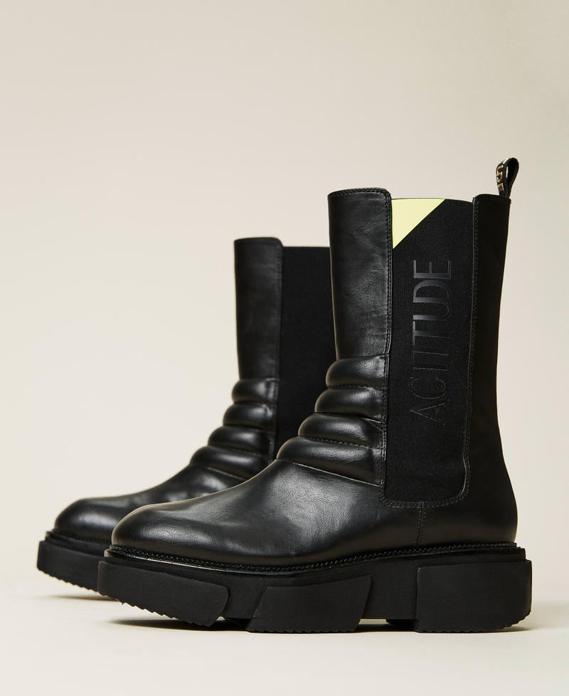 ‘Jasper’ Chelsea boots with logo Bicolour Black / Camel Woman 212ACT028-02
