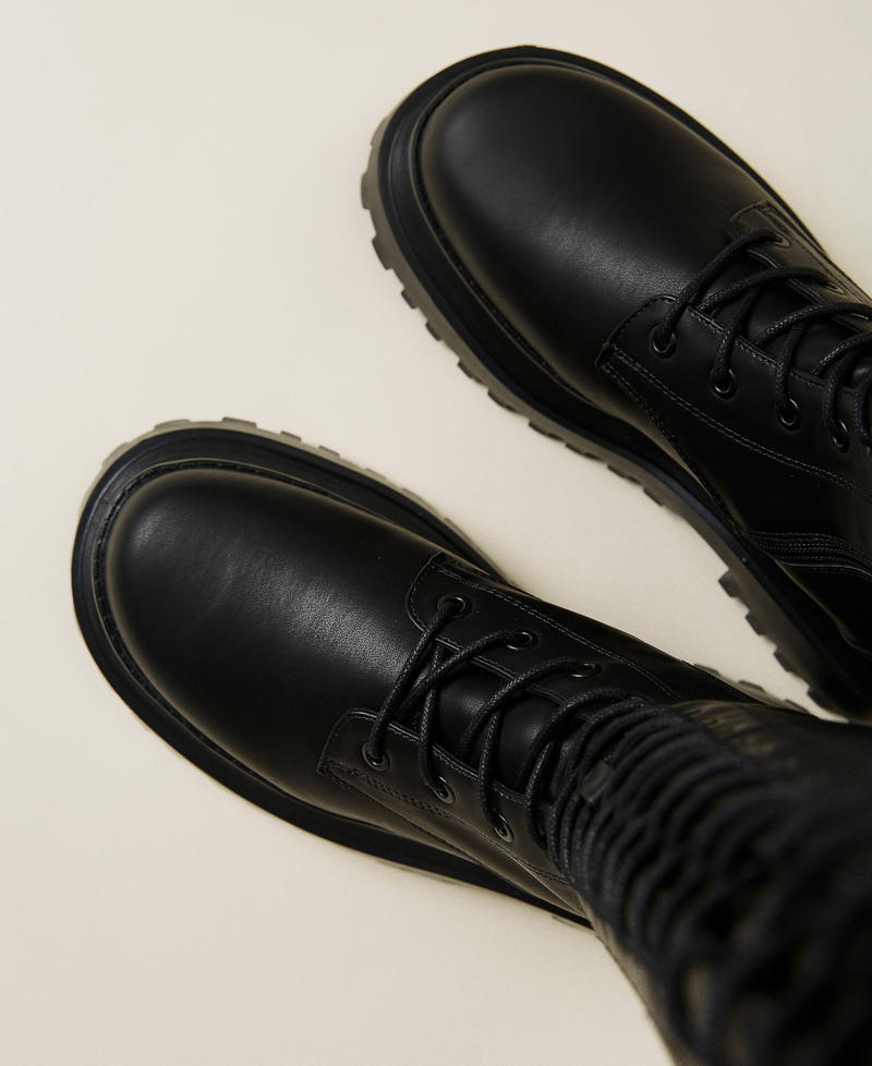 Ботинки-амфибии на шнуровке и высокой подошве Черный женщина 212ACT040-05
