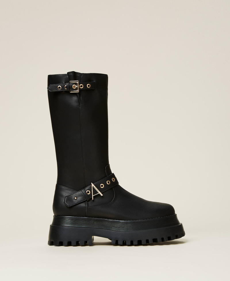 Biker boots with straps Black Woman 212ACT042-02