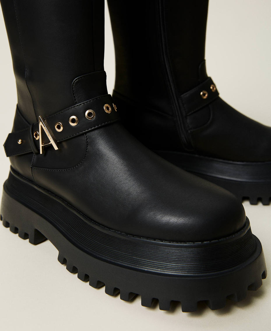 Biker boots with straps Black Woman 212ACT042-04