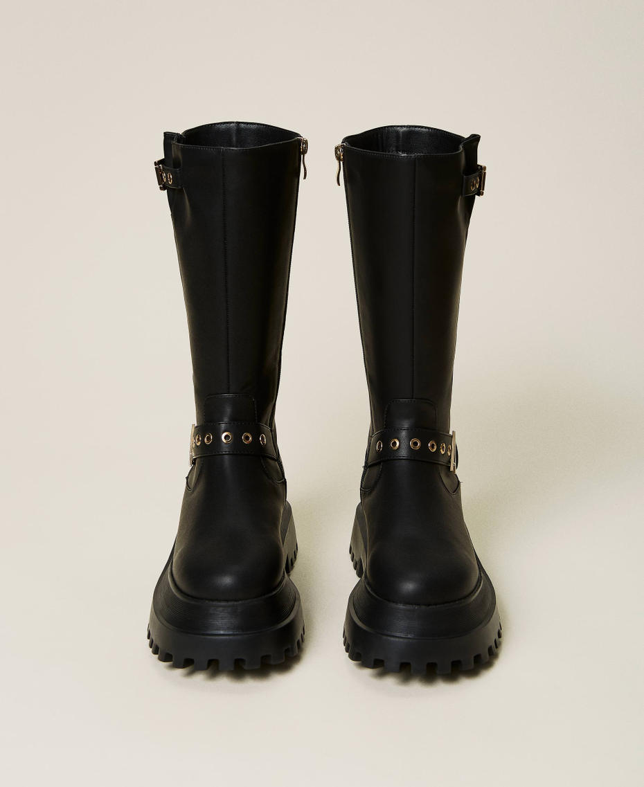 Biker boots with straps Black Woman 212ACT042-05
