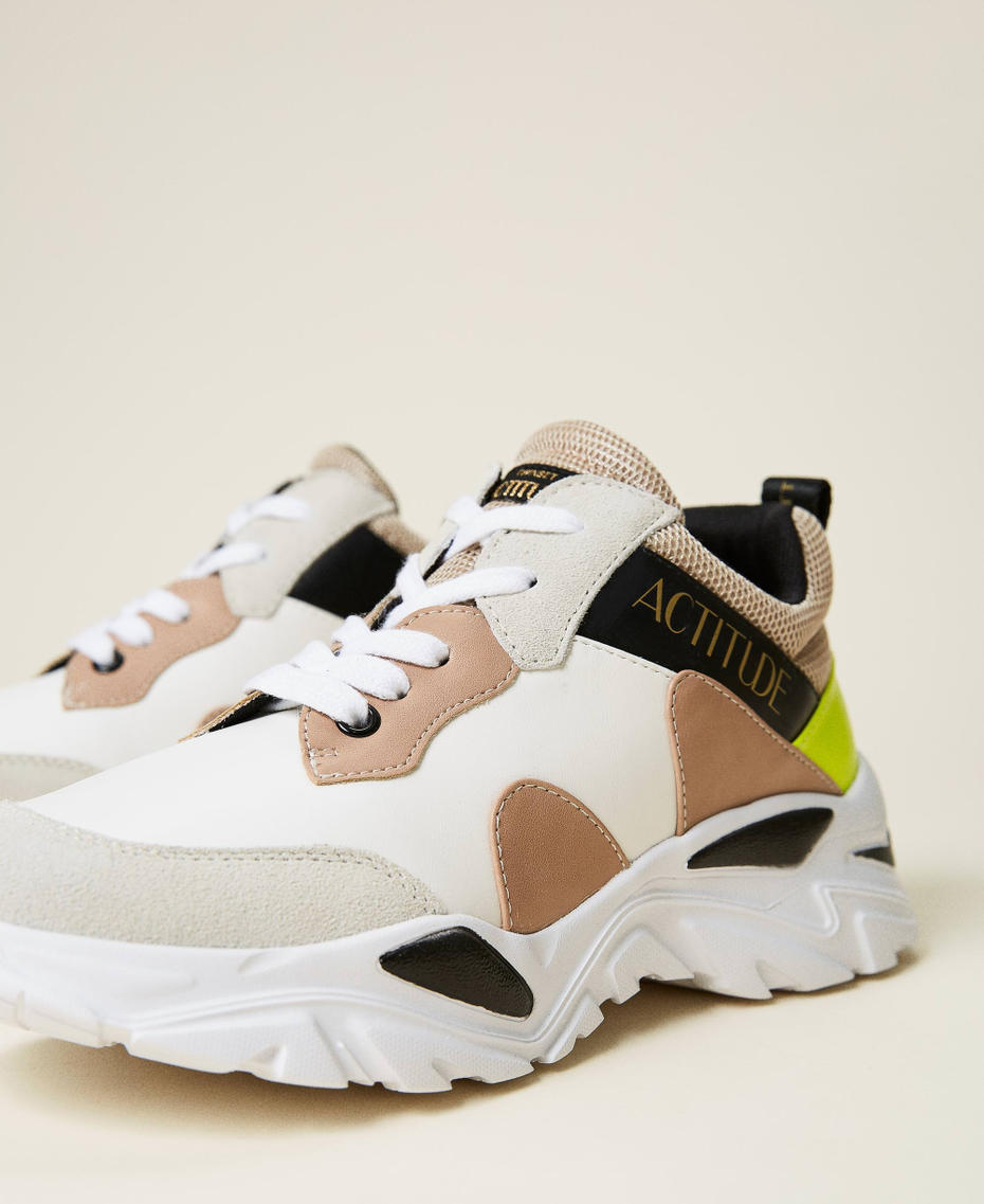Trainers with laminated inserts Mother of Pearl / “Ginger Root” Beige Multicolour Woman 212ACT080-01