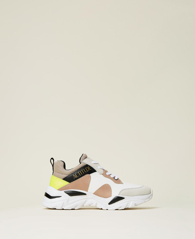 Trainers with laminated inserts Mother of Pearl / “Ginger Root” Beige Multicolour Woman 212ACT080-03