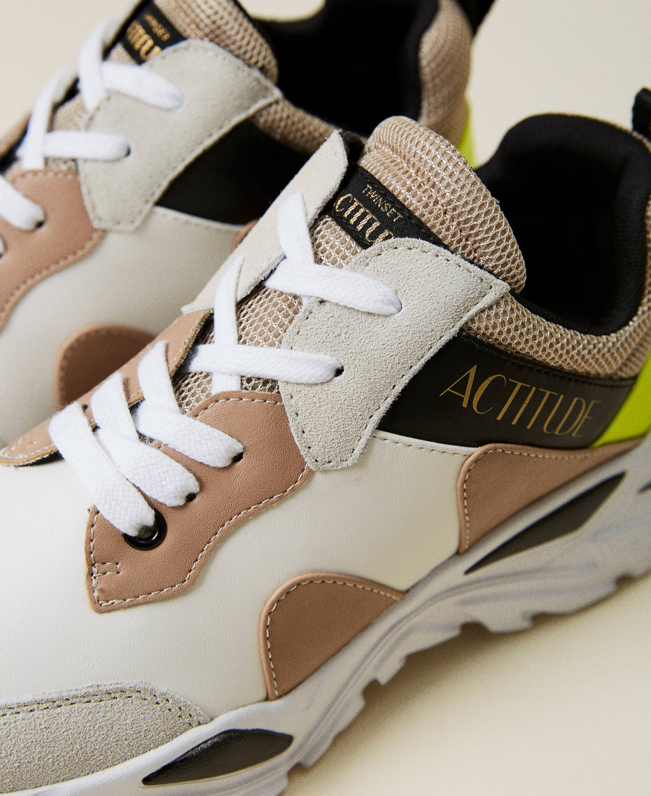 Trainers with laminated inserts Mother of Pearl / “Ginger Root” Beige Multicolour Woman 212ACT080-04