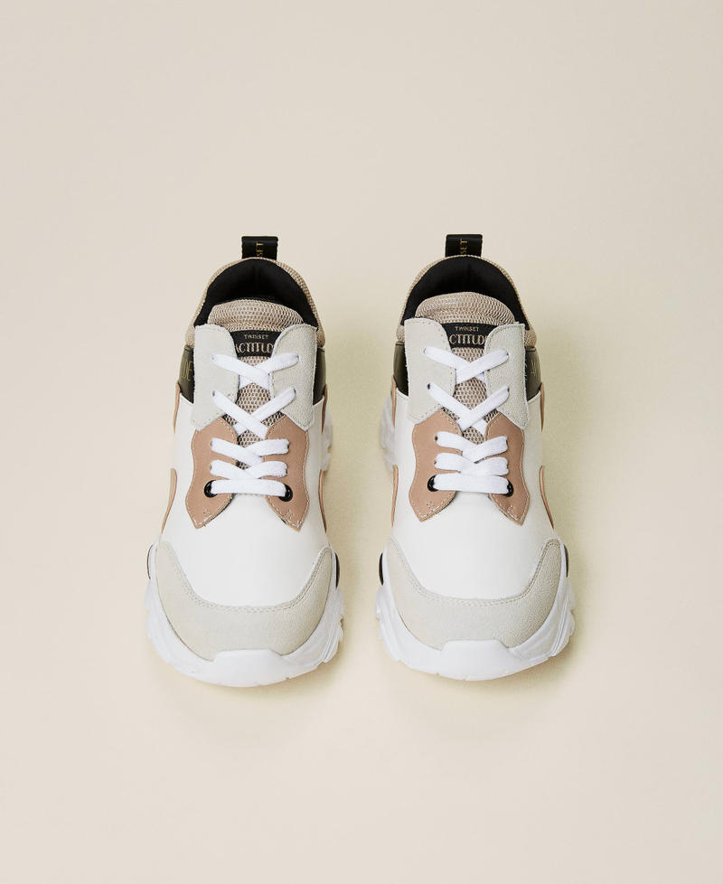 Trainers with laminated inserts Mother of Pearl / “Ginger Root” Beige Multicolour Woman 212ACT080-05