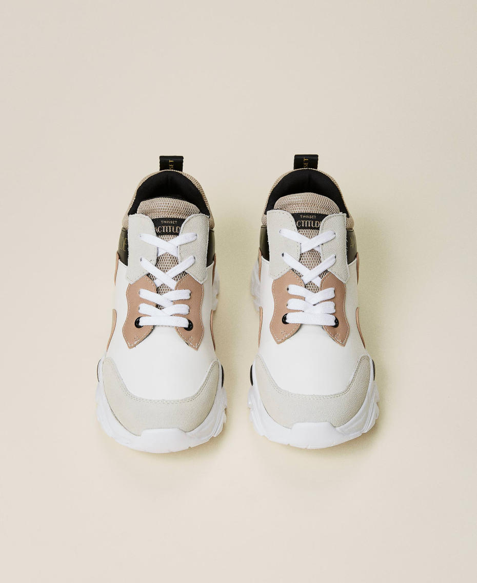 Trainers with laminated inserts Mother of Pearl / “Ginger Root” Beige Multicolour Woman 212ACT080-05