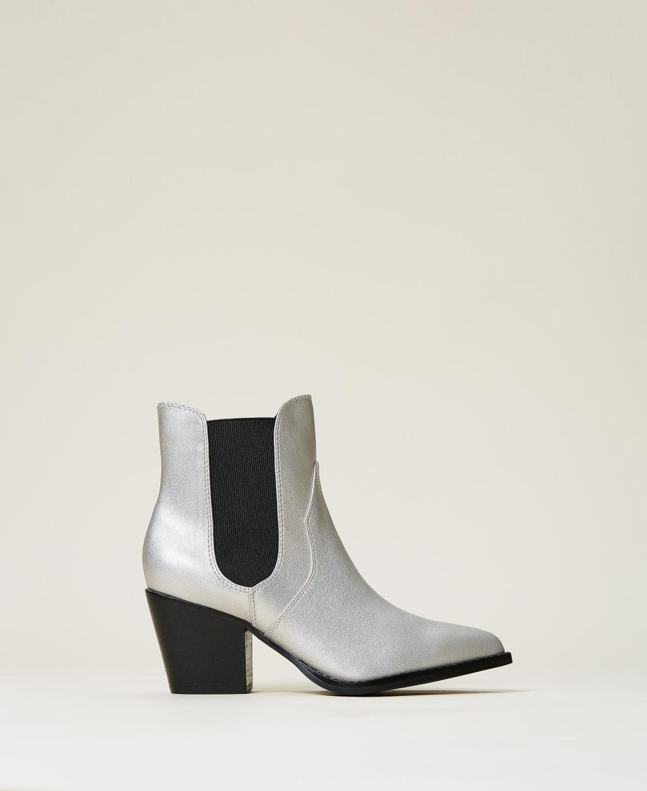 ‘Chromium’ laminated ankle boots Laminated Silver Grey Woman 212ACT090-01
