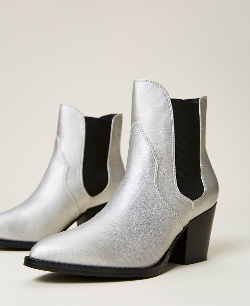 ‘Chromium’ laminated ankle boots Laminated Silver Grey Woman 212ACT090-02
