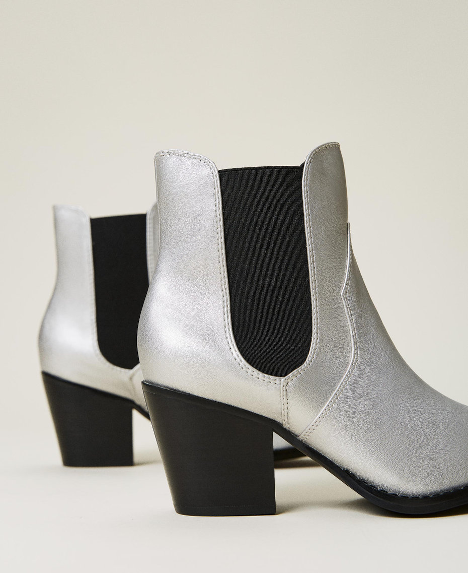 ‘Chromium’ laminated ankle boots Laminated Silver Grey Woman 212ACT090-04