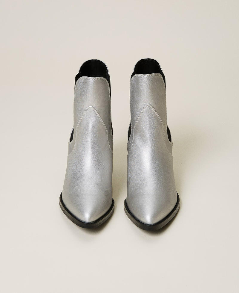 ‘Chromium’ laminated ankle boots Laminated Silver Grey Woman 212ACT090-06