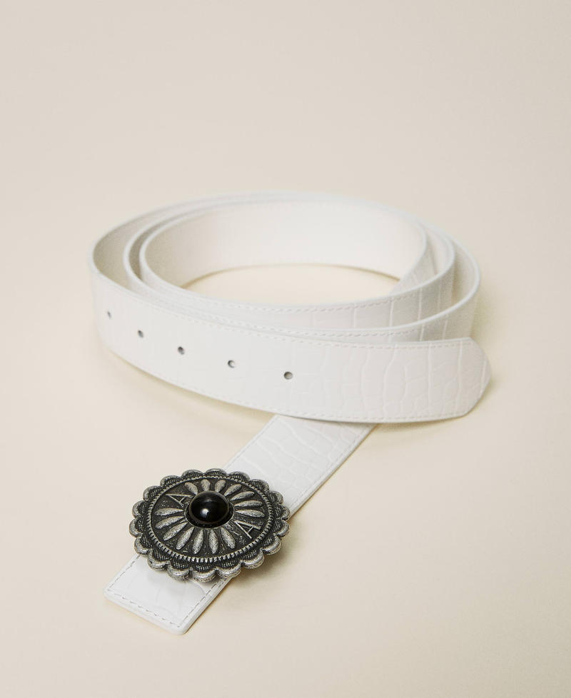 Double wrap belt with croc print Mother Of Pearl Woman 212AO5302-01