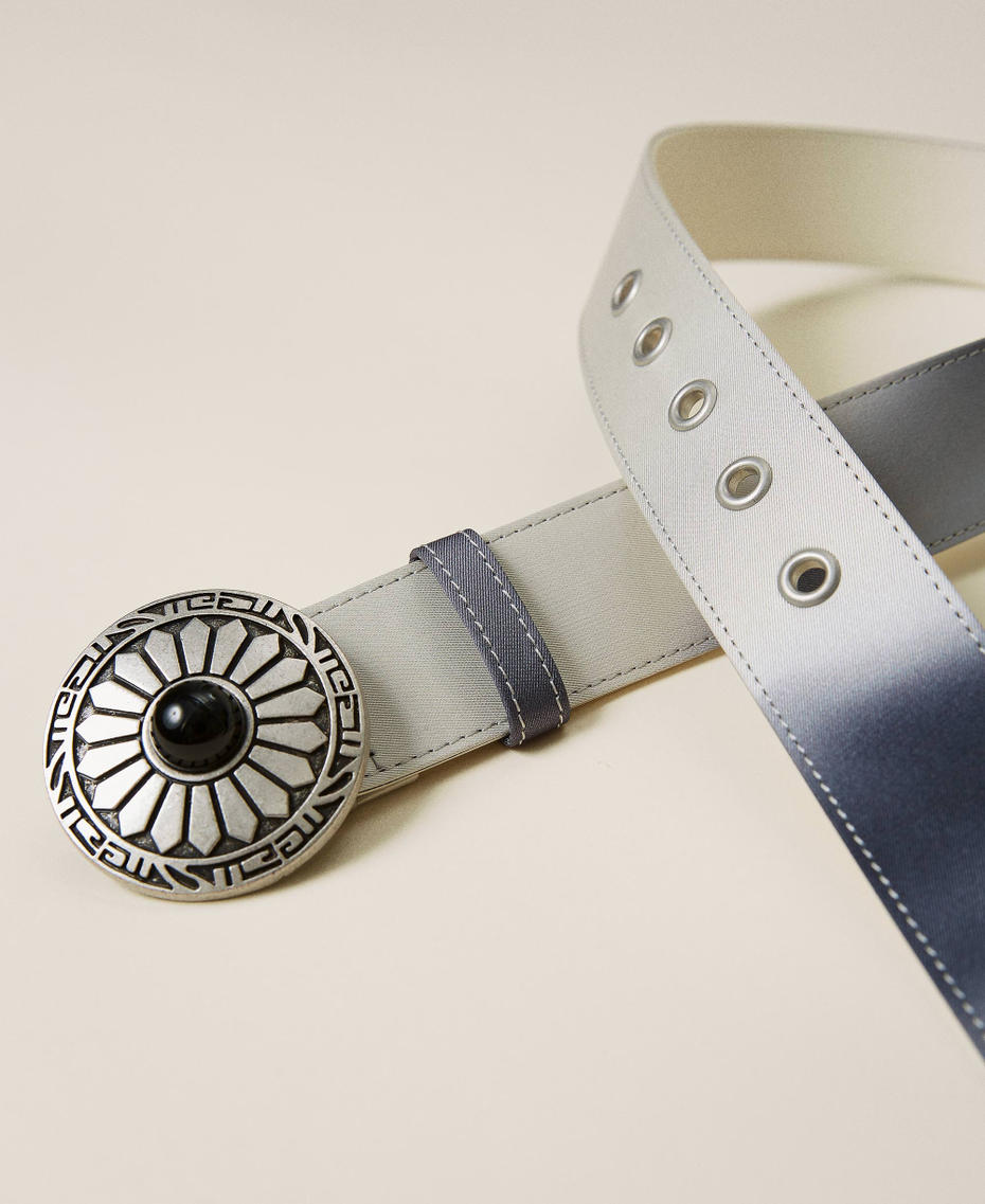 Ceinture en satin avec imprim&eacute; Imprim&eacute; D&eacute;grad&eacute; Blanc &laquo;&nbsp;Nacre&nbsp;&raquo; Femme 212AO5305-01