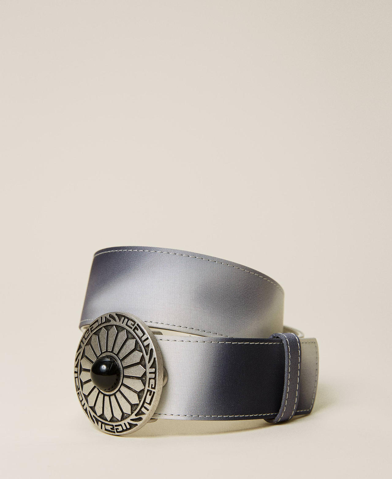 Ceinture en satin avec imprim&eacute; Imprim&eacute; D&eacute;grad&eacute; Blanc &laquo;&nbsp;Nacre&nbsp;&raquo; Femme 212AO5305-03