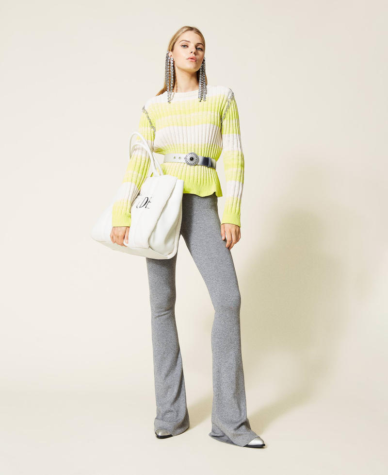 Ceinture en satin avec imprim&eacute; Imprim&eacute; D&eacute;grad&eacute; Blanc &laquo;&nbsp;Nacre&nbsp;&raquo; Femme 212AO5305-0T