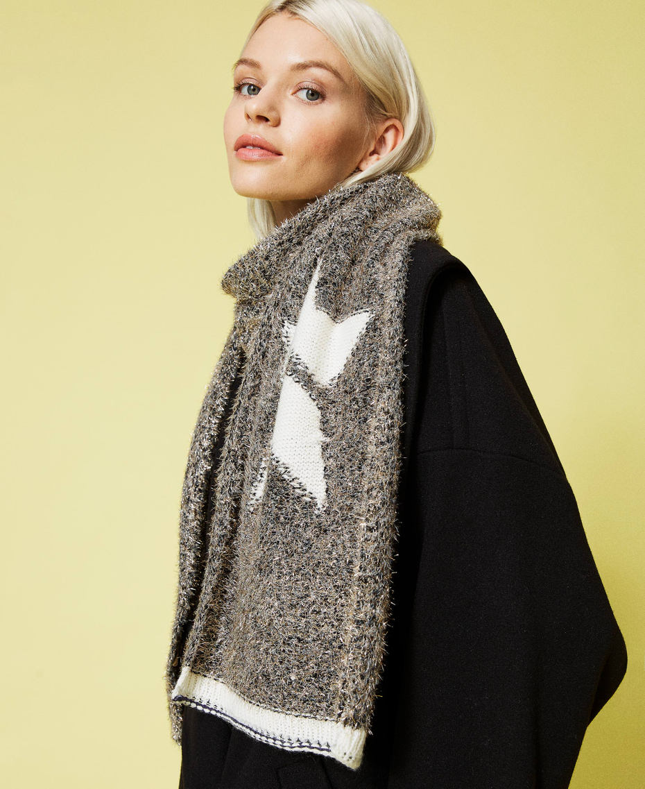 &Eacute;charpe avec &eacute;toile incrust&eacute;e Multicolore Gris Chin&eacute; Lurex Femme 212AO5354-0T